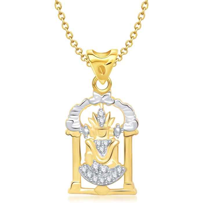 Buy Srikara Alloy Gold Plated CZ/AD Divine Balaji Fashion Jewelry Pendant with Chain - SKP1332G - Purplle
