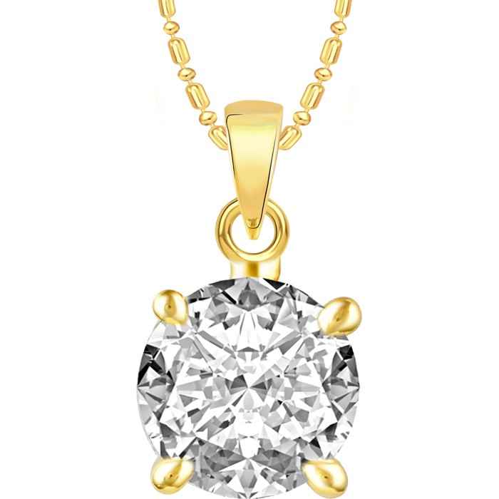 Buy Srikara Alloy Gold Plated CZ / AD Solitaire Fashion Jewellery Pendant with Chain - SKP2461G - Purplle