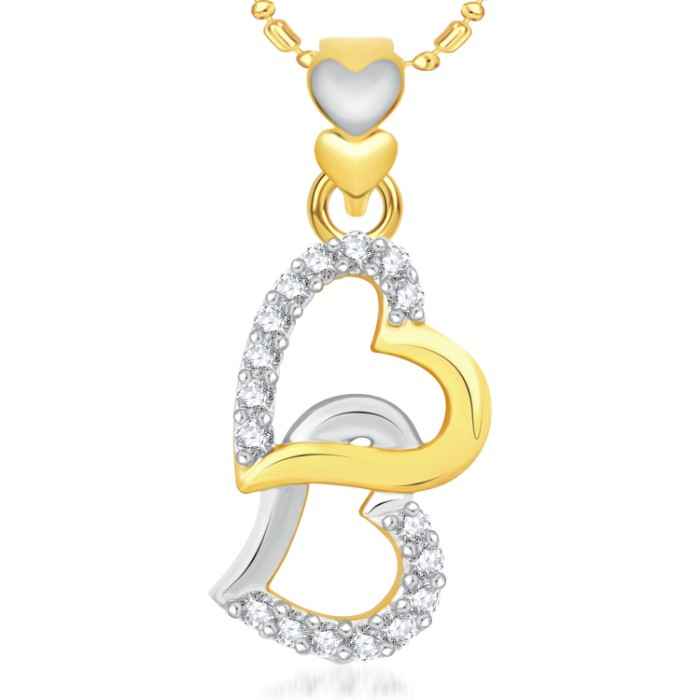Buy Srikara Alloy Gold Plated CZ/AD Attach Heart Fashion Jewelry Pendant with Chain - SKP1989G - Purplle