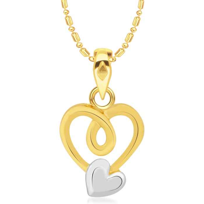 Buy Srikara Alloy Gold Plated CZ / AD Two Heart Fashion Jewellery Pendant with Chain - SKP2169G - Purplle