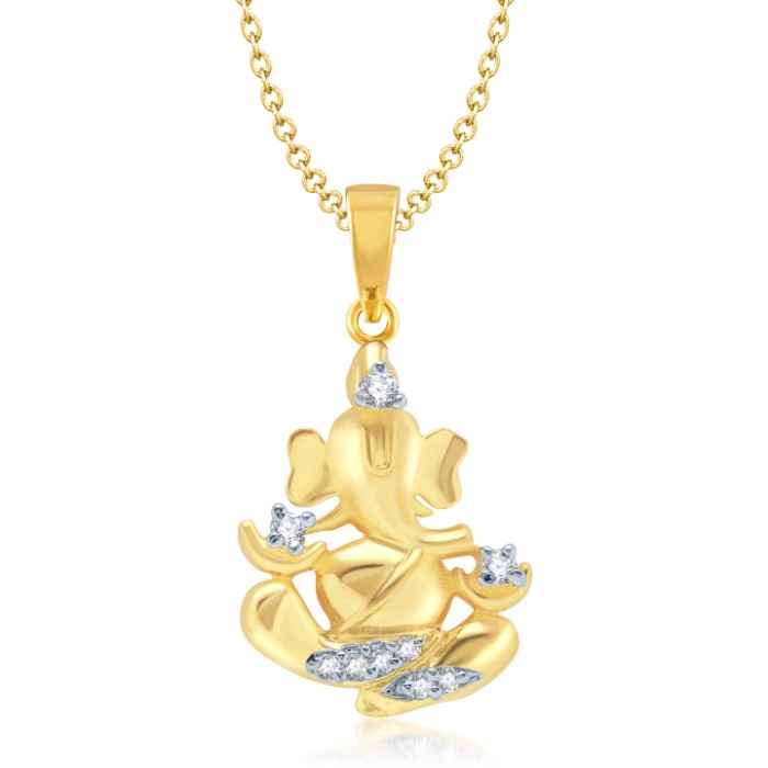 Buy Srikara Alloy Gold Plated CZ / AD Fashion Jewellery Pendant with Chain - SKP1053R - Purplle