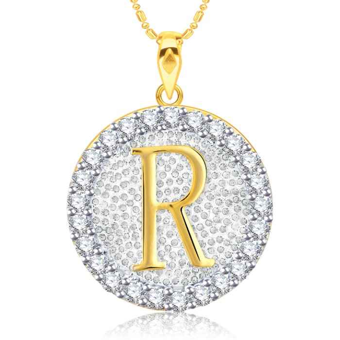 Buy Srikara Alloy Gold Plated CZ/AD Initial Letter R Fashion Jewellery Pendant Chain - SKP2200G - Purplle