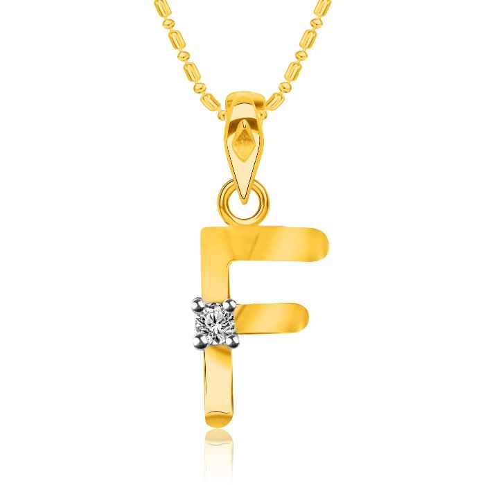Buy Srikara Alloy Brass Gold Plated CZ Initial "F" Alphabet Fashion Jewelry Pendant - SKP2807G - Purplle