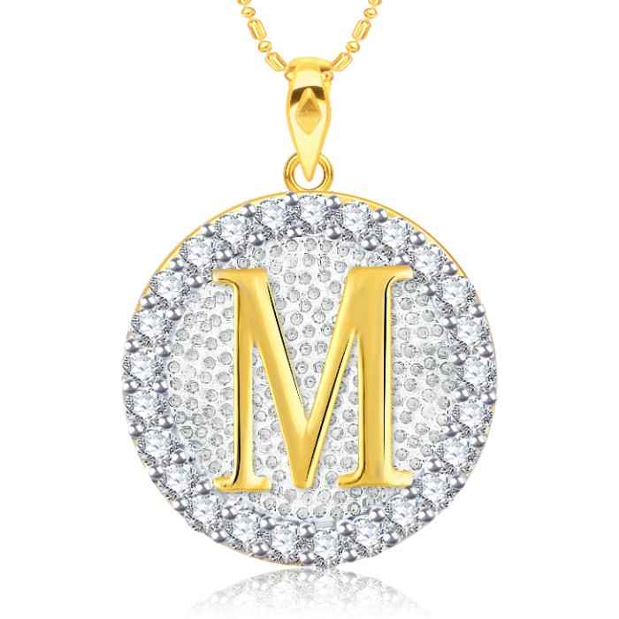 Buy Srikara Alloy Gold Plated CZ/AD Initial Letter M Fashion Jewellery Pendant Chain - SKP2195G - Purplle