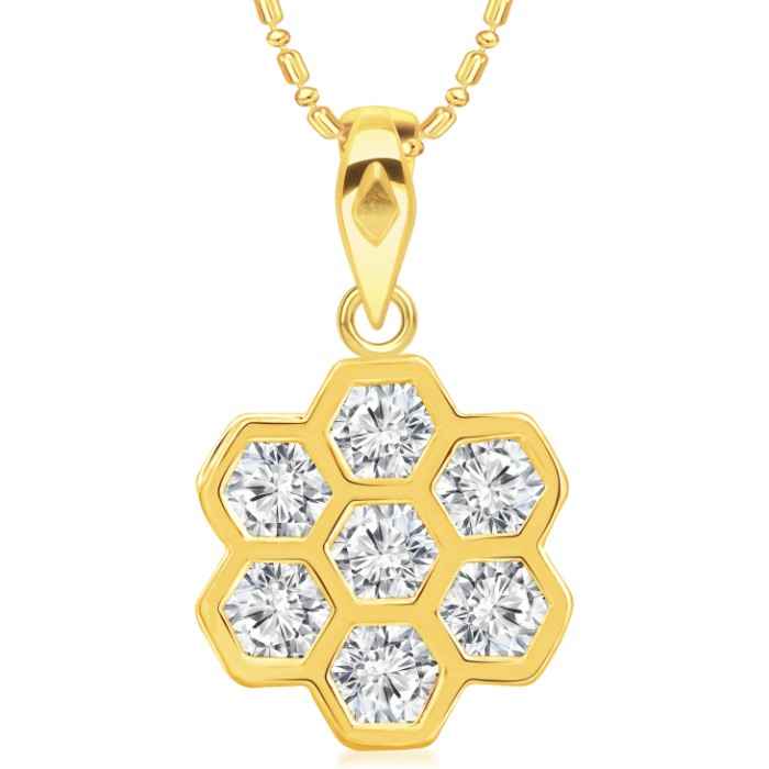 Buy Srikara Brass Alloy Gold Plated Floral CZ/AD Studded Fashion Jewelry Pendant - SKP2974G - Purplle