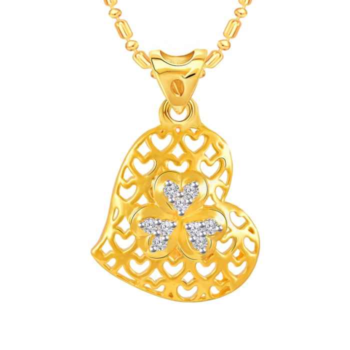 Buy Srikara Alloy Gold Plated Floral Heart CZ/AD Studded Fashion Jewelry Pendant - SKP3031G - Purplle