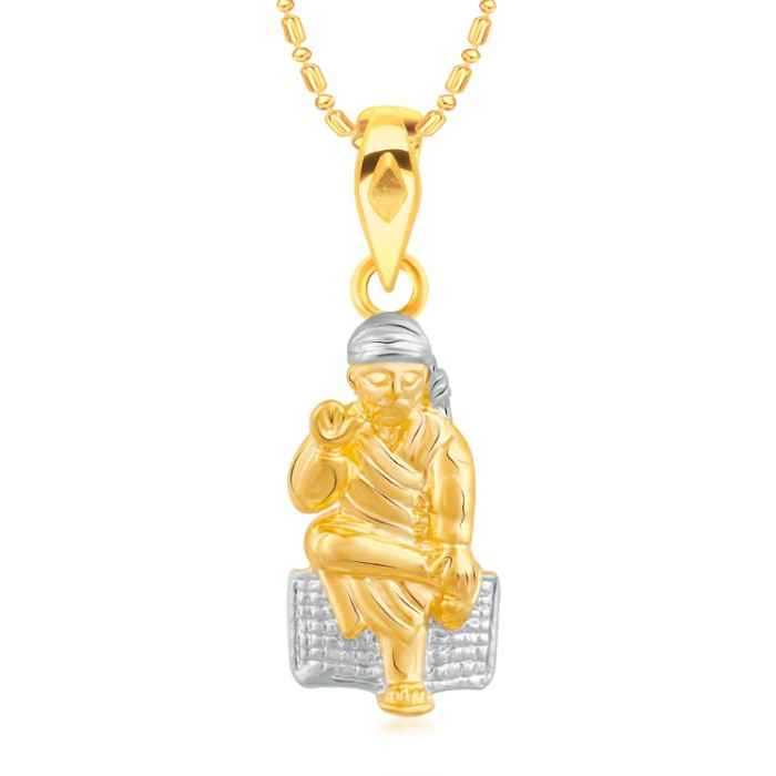 Buy Srikara Alloy Brass Gold Plated CZ/AD Sai Baba Fashion Jewellery Pendant Chain - SKP3001G - Purplle