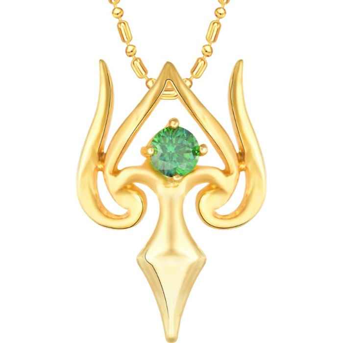 Buy Srikara Alloy Brass Gold Plated CZ / AD Trishul Fashion Jewellery Pendant Chain - SKP2996G - Purplle