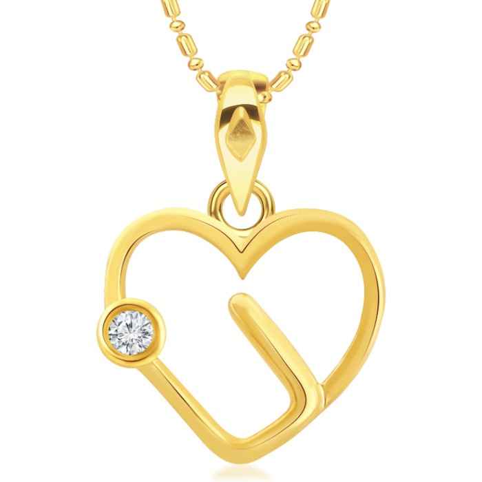 Buy Srikara Alloy Single CZ / AD Hollow Heart Fashion Jewellery Pendant with Chain - SKP2830G - Purplle