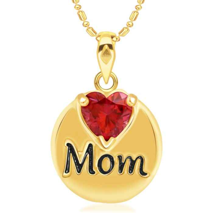 Buy Srikara Alloy Brass Gold Plated CZ Mom Red Heart Pearl Fashion Jewellery Pendant - SKP2949G - Purplle