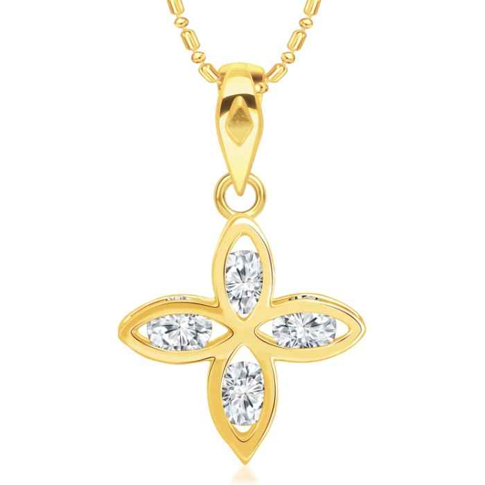 Buy Srikara Alloy CZ/AD Floral Snow Flake Pattern Fashion Jewelry Pendant with Chain - SKP2973G - Purplle
