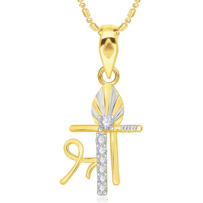 Buy Srikara Alloy Brass Gold Plated CZ/AD Shree Fashion Jewelry Pendant with Chain - SKP2991G - Purplle