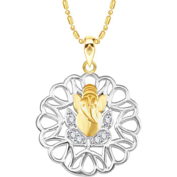 Buy Srikara Alloy Brass Gold Plated CZ/AD Vakratunda Fashion Jewelry Pendant Chain - SKP2995G - Purplle