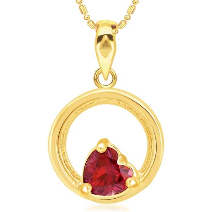 Buy Srikara Alloy Gold Plated CZ/AD Circular Red Heart Pearl Fashion Jewelry Pendant - SKP2951G - Purplle