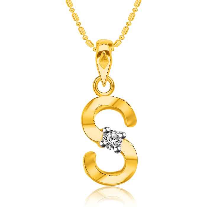 Buy Srikara Alloy Brass Gold Plated CZ Initial "S" Alphabet Fashion Jewelry Pendant - SKP2820G - Purplle