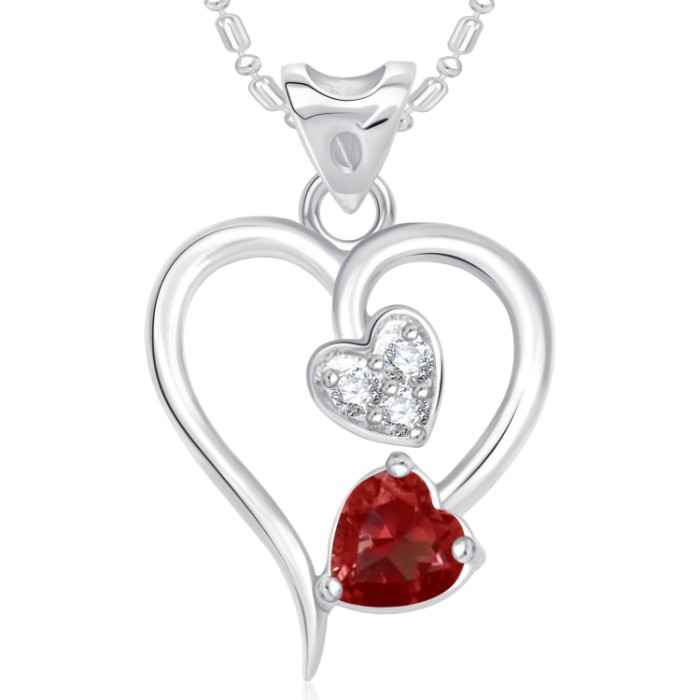 Buy Srikara Alloy Rhodium Plated CZ/AD Twice Heart Valentine Fashion Jewelry Pendant - SKP1762R - Purplle