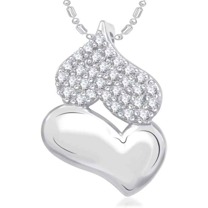 Buy Srikara Alloy Rhodium Plated CZ Double Heart Valentine Fashion Jewellery Pendant - SKP1926R - Purplle