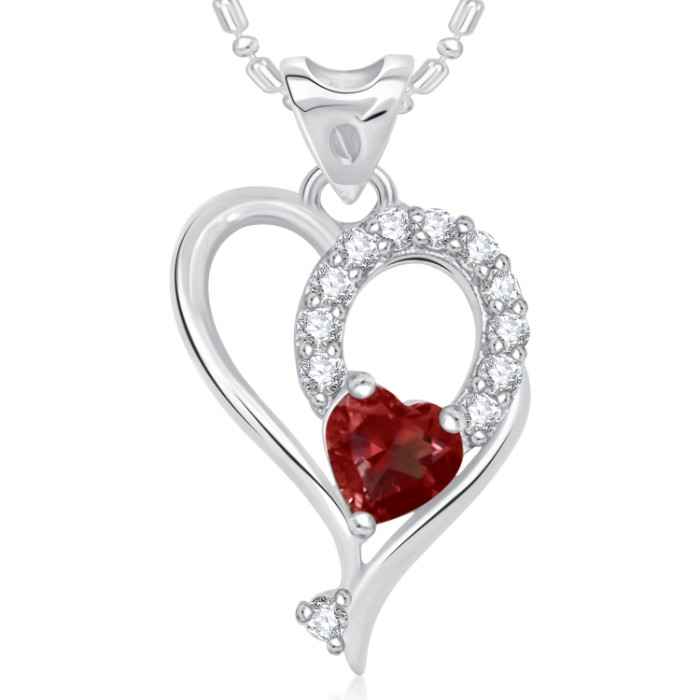 Buy Srikara Alloy Rhodium Plated CZ/AD Exclusive Heart Valentine Fashion Jewelry Pendant - SKP1760R - Purplle