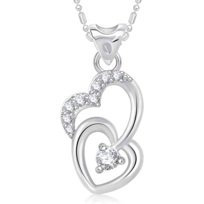Buy Srikara Alloy Rhodium Plated CZ/AD Joint Heart Valentine Fashion Jewelry Pendant - SKP1659R - Purplle