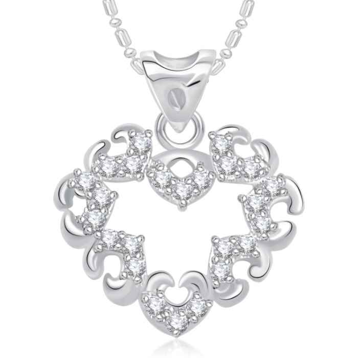 Buy Srikara Alloy Rhodium Plated AD Splendid Heart Valentine Fashion Jewelry Pendant - SKP1838R - Purplle