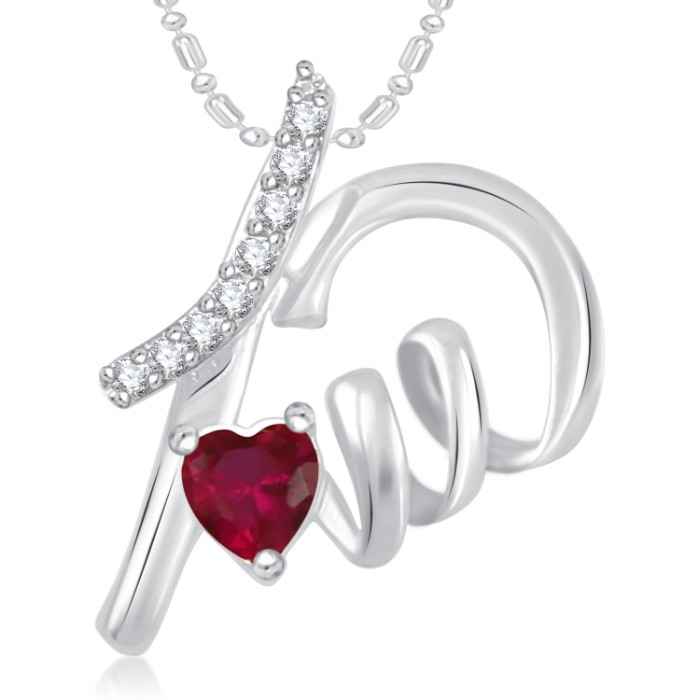 Buy Srikara Alloy Rhodium Plated CZ/AD Well Crafted Heart Valentine Fashion Jewelry Pendant - SKP1822R - Purplle