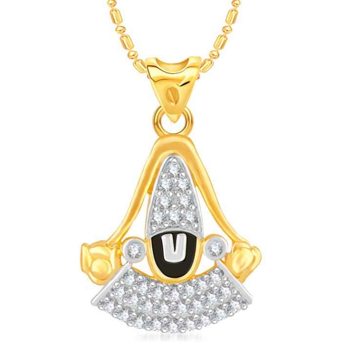 Buy Srikara Alloy Brass Gold Plated CZ/AD Lord Venkateswara Fashion Jewelry Pendant - SKP3100G - Purplle
