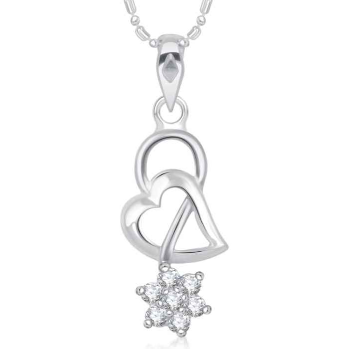 Buy Srikara Alloy Rhodium Plated CZ/AD Star with Heart Valentine Fashion Jewelry Pendant - SKP1662R - Purplle