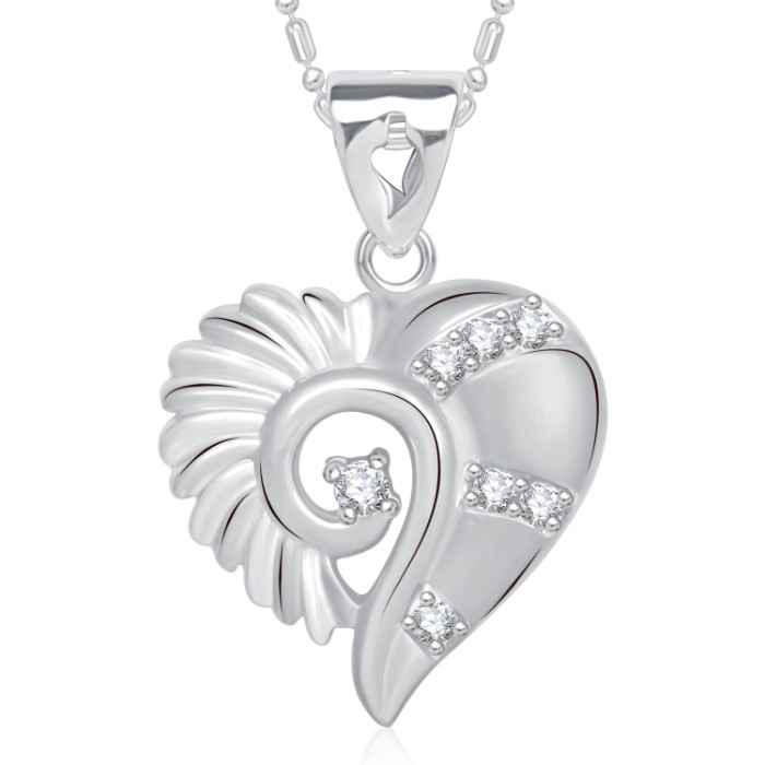 Buy Srikara Alloy Rhodium Plated AD Stone in Heart Valentine Fashion Jewelry Pendant - SKP1655R - Purplle