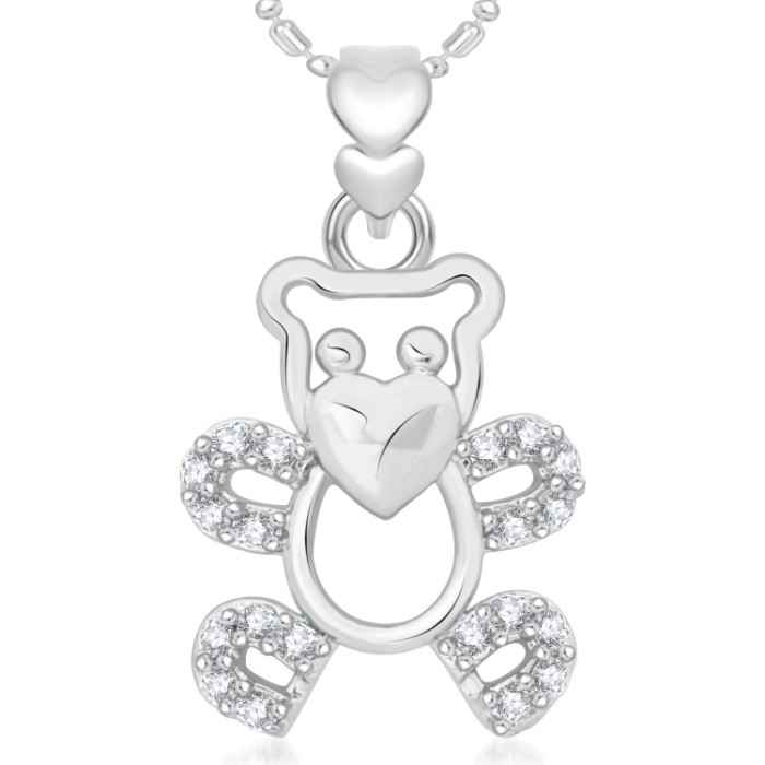 Buy Srikara Alloy Rhodium Plated CZ / AD Fashion Jewellery Pendant with Chain - SKP2037R - Purplle