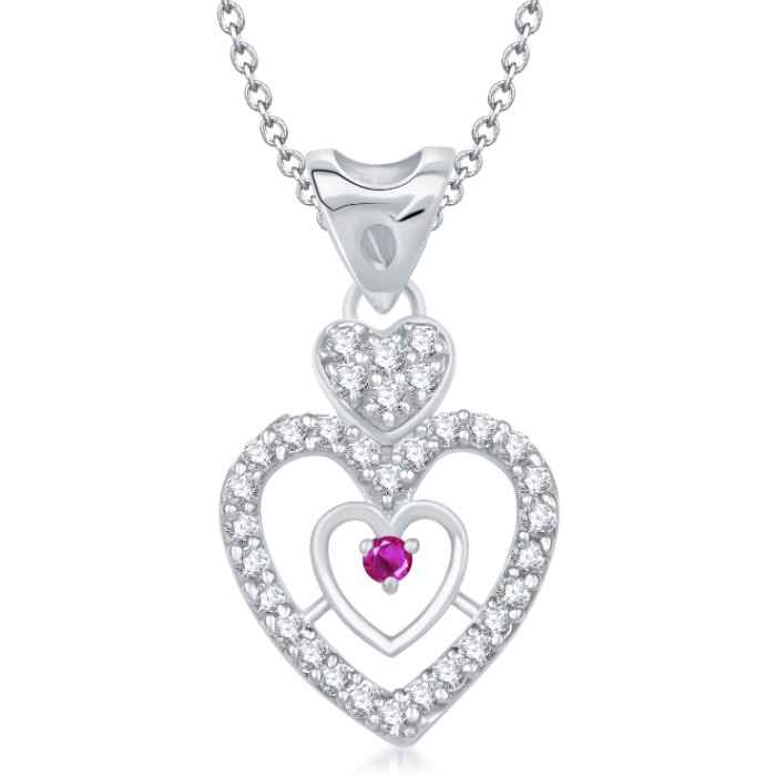 Buy Srikara Alloy Rhodium Plated CZ/AD Pretty Heart Shape Fashion Jewelry Pendant - SKP1309R - Purplle