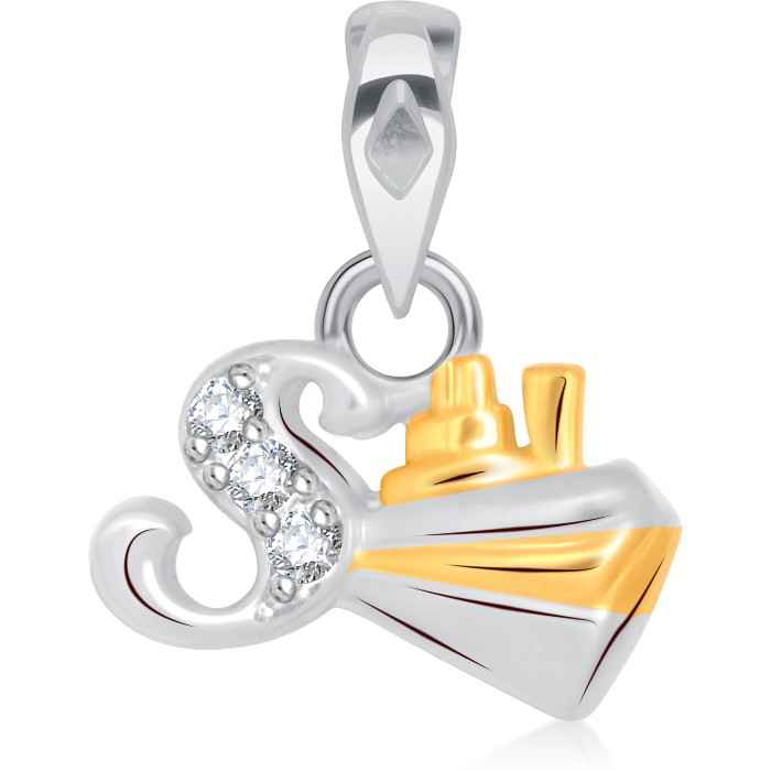 Buy Srikara Alloy Gold Plated CZ/AD Initial Letter S Fashion Jewellery Pendant Chain - SKP1590G - Purplle
