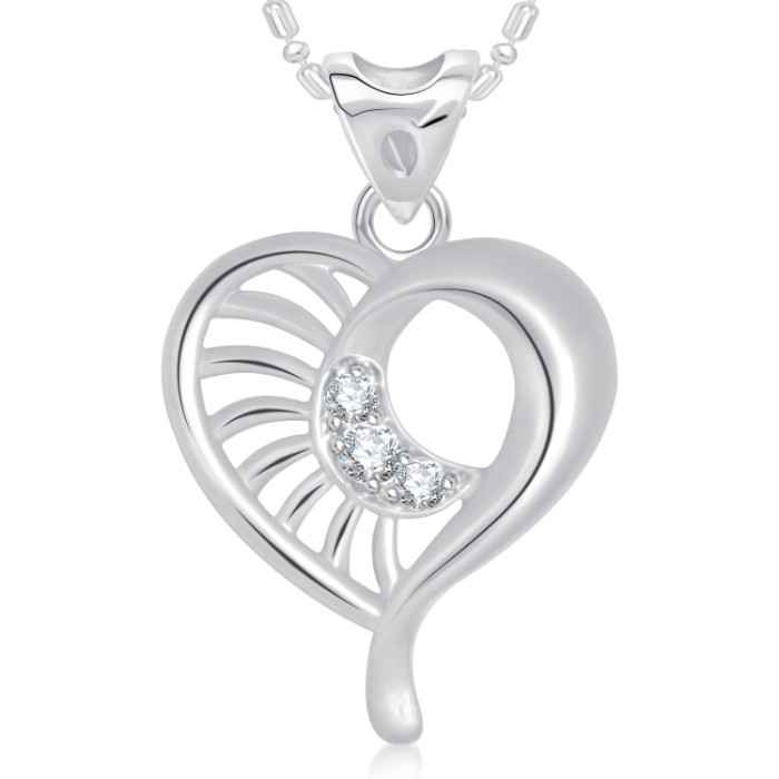 Buy Srikara Alloy Rhodium Plated CZ/AD Vintage Heart Fashion Jewellery Pendant Chain - SKP1832R - Purplle