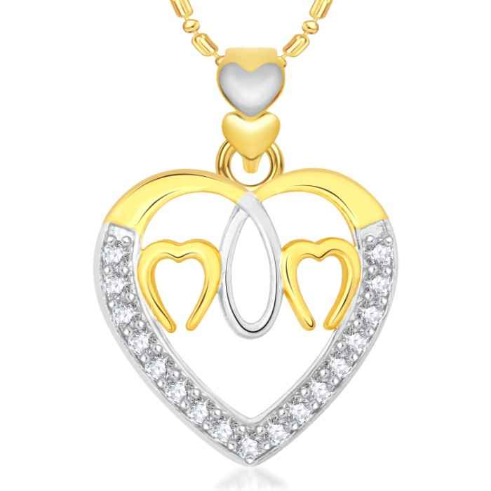 Buy Srikara Alloy Gold Plated CZ / AD Three Heart Fashion Jewelry Pendant with Chain - SKP1982G - Purplle