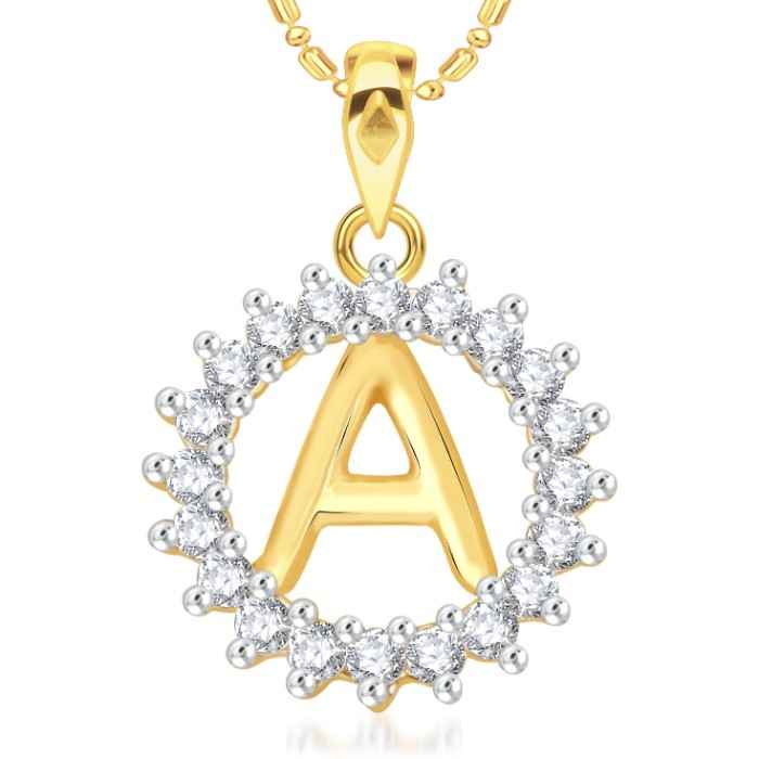 Buy Srikara Alloy Gold Plated CZ/AD Initial Letter A Fashion Jewellery Pendant Chain - SKP1947G - Purplle