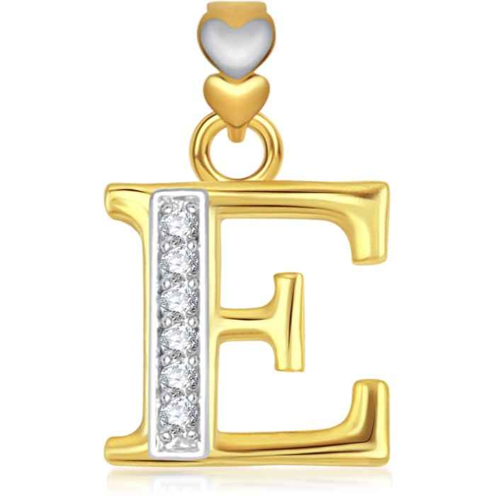 Buy Srikara Alphabet Collection Initial Letter 'E' CZ Fashion Jewelry Pendant Chain - SKP1740G - Purplle