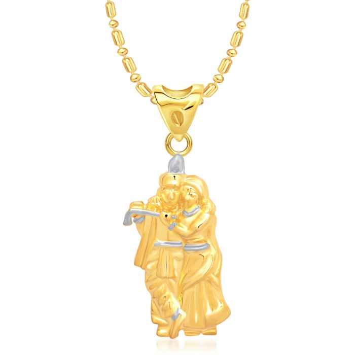 Buy Srikara Alloy Gold Plated CZ/AD Radha Krishna Fashion Jewelry Pendant with Chain - SKP1357G - Purplle