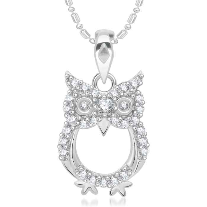Buy Srikara Alloy Gold Plated CZ / AD Owl Fashion Jewellery Pendant with Chain - SKP2119R - Purplle