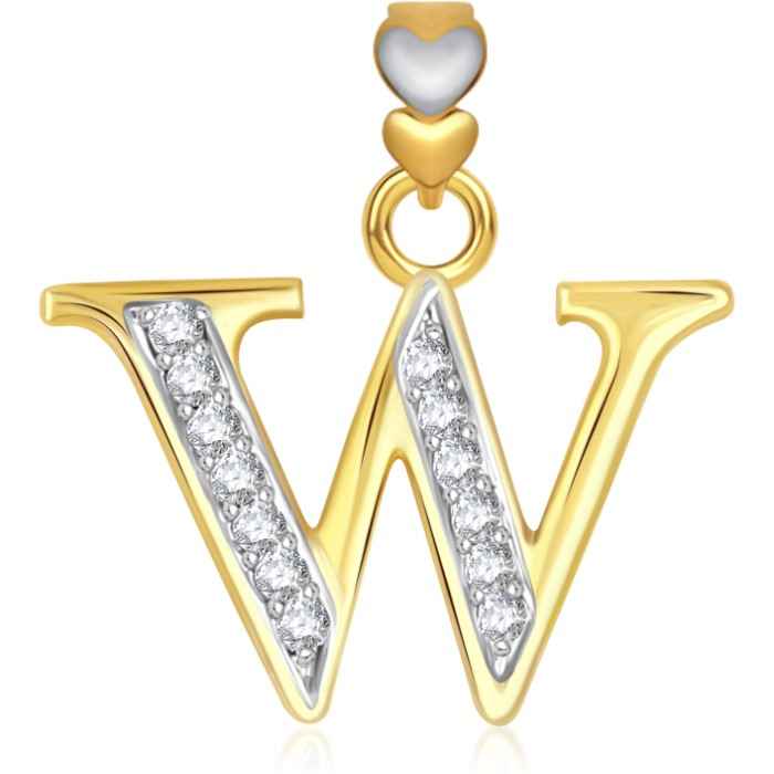 Buy Srikara Alphabet Collection Initial Letter 'W' CZ Fashion Jewelry Pendant Chain - SKP1758G - Purplle