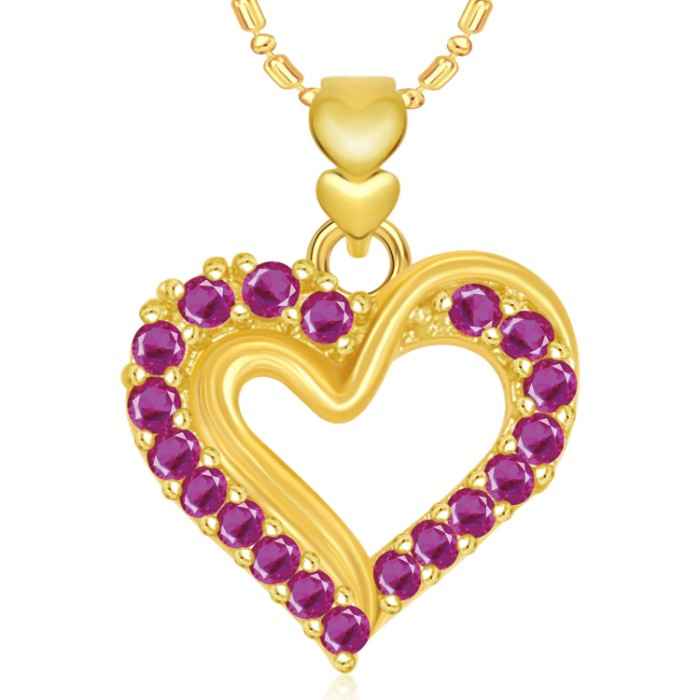 Buy Srikara Alloy Gold Plated CZ/AD Well Designed Heart Valentine Fashion Jewelry Pendant - SKP1909G - Purplle