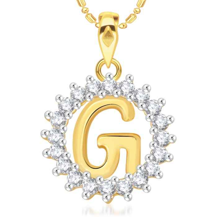 Buy Srikara Alloy Gold Plated CZ/AD Initial Letter G Fashion Jewellery Pendant Chain - SKP1953G - Purplle