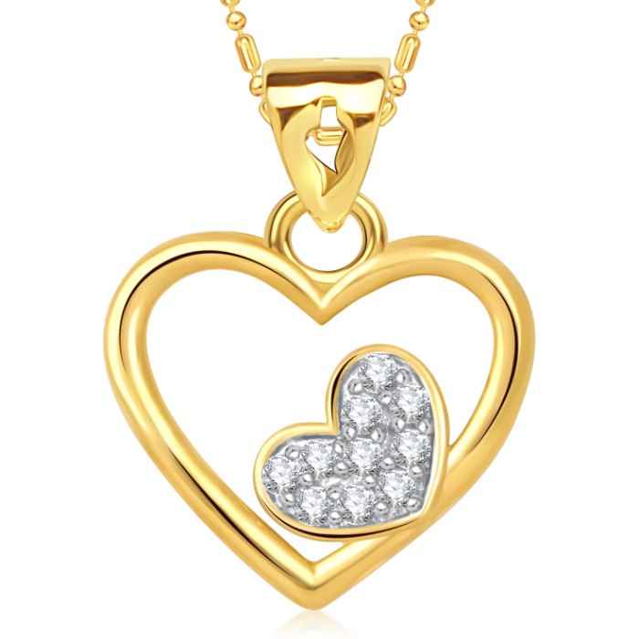 Buy Srikara Alloy Gold Plated CZ/AD Beauteous Double Heart Valentine Fashion Jewelry Pendant - SKP1622G - Purplle