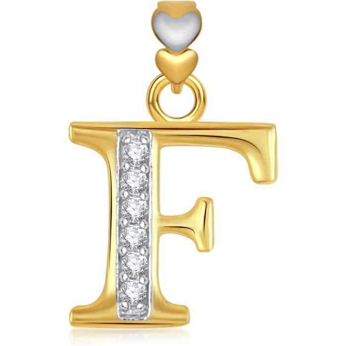 Buy Srikara Alphabet Collection Initial Letter 'F' CZ Fashion Jewelry Pendant Chain - SKP1741G - Purplle