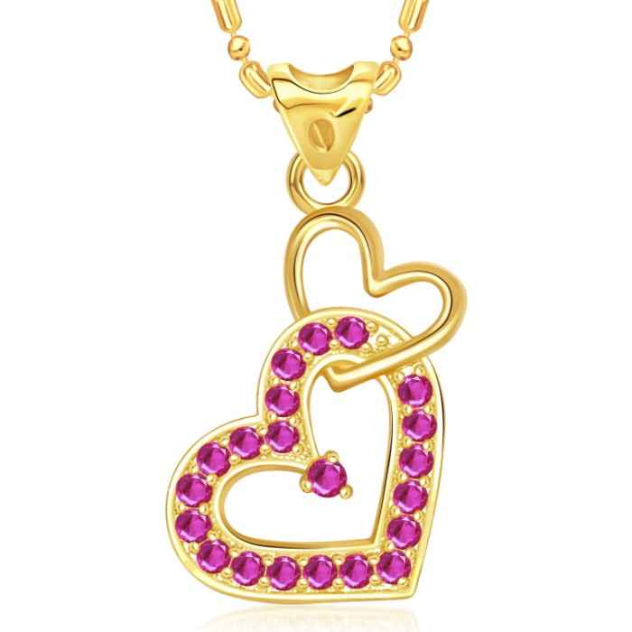 Buy Srikara Alloy Gold Plated CZ/AD Attach Heart Valentine Fashion Jewelry Pendant - SKP1809G - Purplle