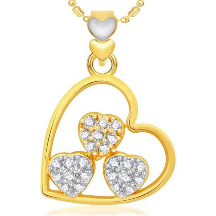 Buy Srikara Alloy Gold Plated CZ / AD Three Heart Fashion Jewelry Pendant with Chain - SKP1985G - Purplle