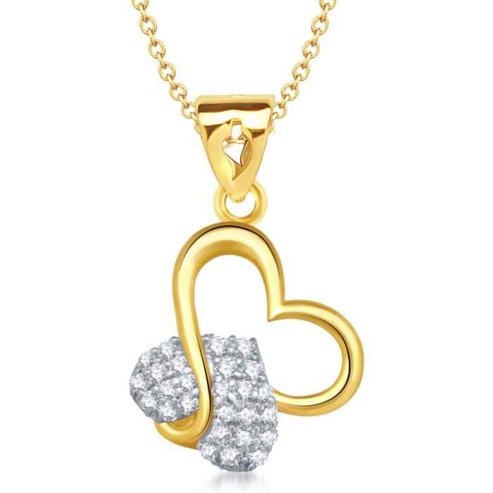 Buy Srikara Alloy Gold Plated CZ / AD Charming Heart Shape Fashion Jewellery Pendant - SKP1303G - Purplle