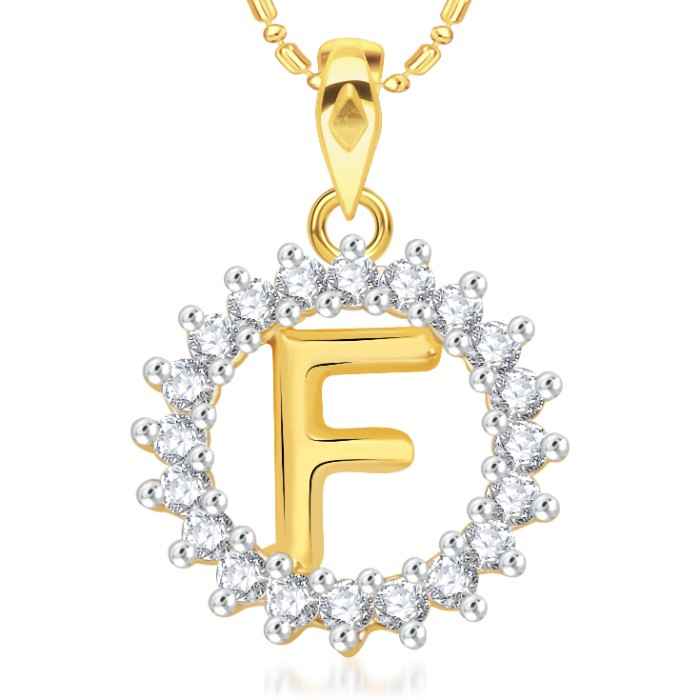 Buy Srikara Alloy Gold Plated CZ/AD Initial Letter F Fashion Jewellery Pendant Chain - SKP1952G - Purplle