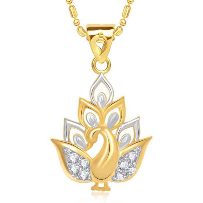 Buy Srikara Alloy Gold Plated CZ/AD Beautiful Mayur Fashion Jewellery Pendant Chain - SKP1454G - Purplle