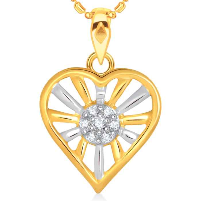 Buy Srikara Alloy Gold Plated CZ/AD Excellent Heart Fashion Jewellery Pendant Chain - SKP1567G - Purplle