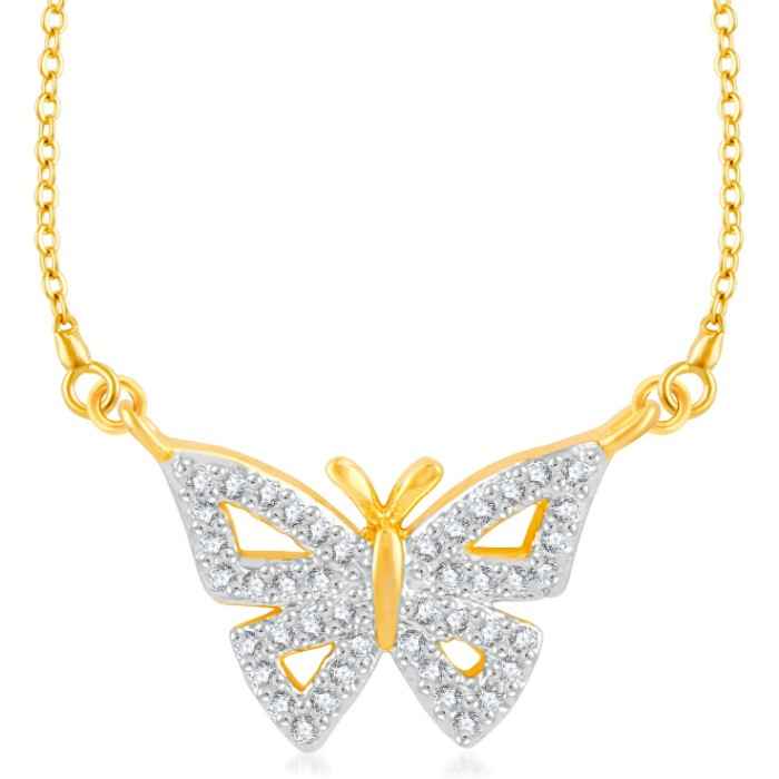 Buy Srikara Brass Alloy Gold Plated CZ/AD Stone Studded Butterfly Fashion Jewelry Pendant - SKP3234G - Purplle