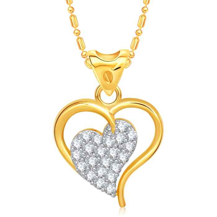 Buy Srikara Alloy Gold Plated CZ / AD Cute Heart Fashion Jewelry Pendant with Chain - SKP1512G - Purplle
